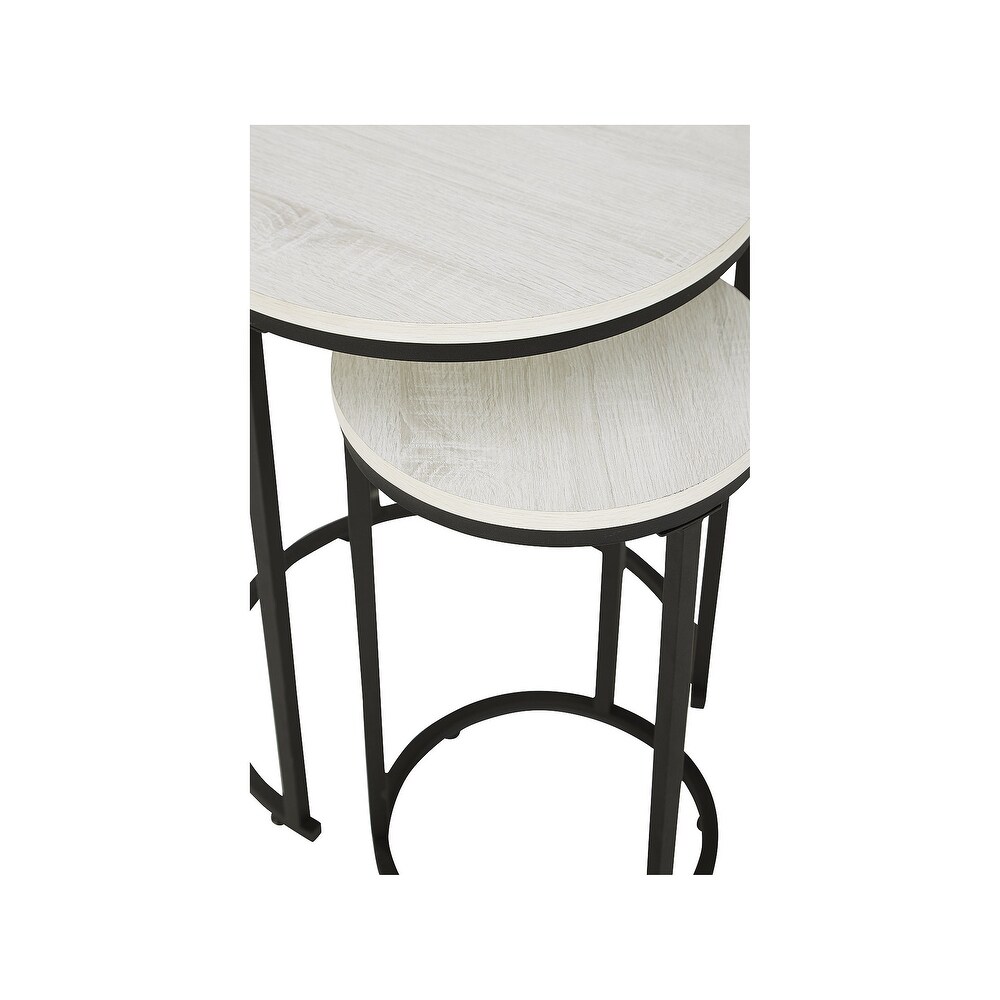 Briarsboro White/Black Nesting Accent Table Set  Set of 2   18.13x18.13x22.88 in  11.75x11.75x20 in