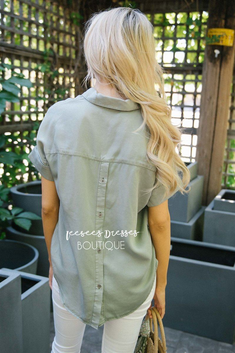 V Neck Button Back Blouse