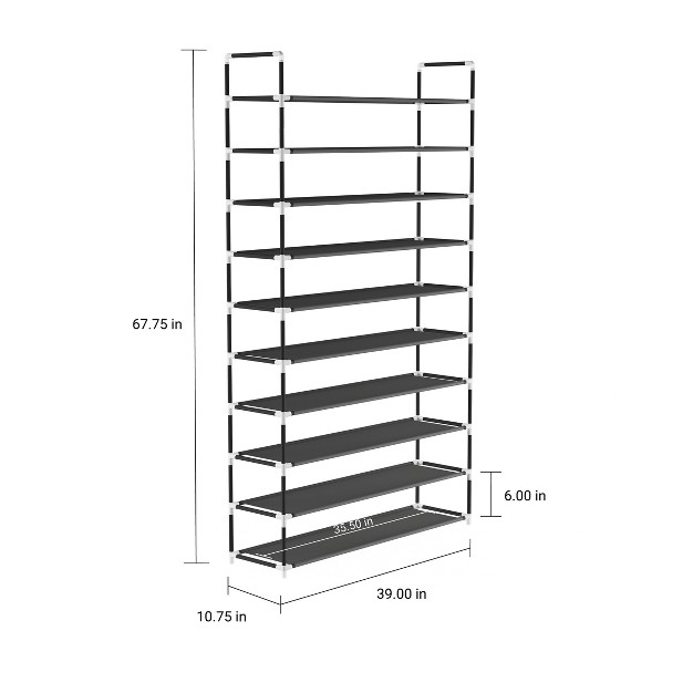 Hastings Home Space saving Shoe Rack 10 tier Black