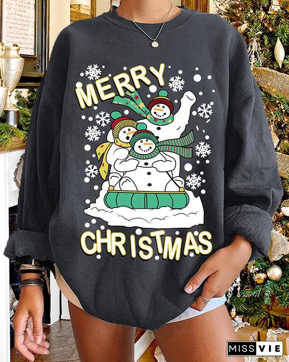 Christmas Print Pullover Women's Sweatshirt