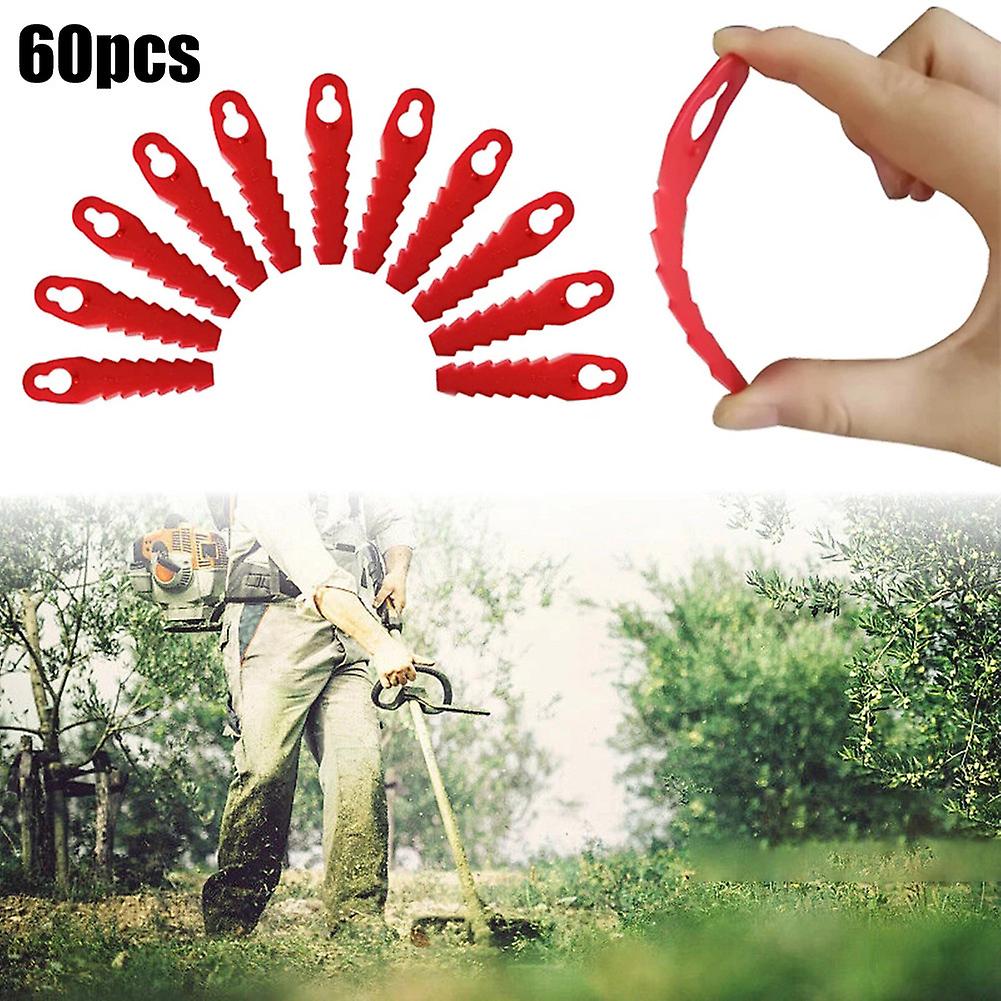 60pcs 85mm Plastic Lawnmower Cutting Blade Set For Strimmer Trimmer Garden Lawn Mower Replacement Accessories 10mm*5mm