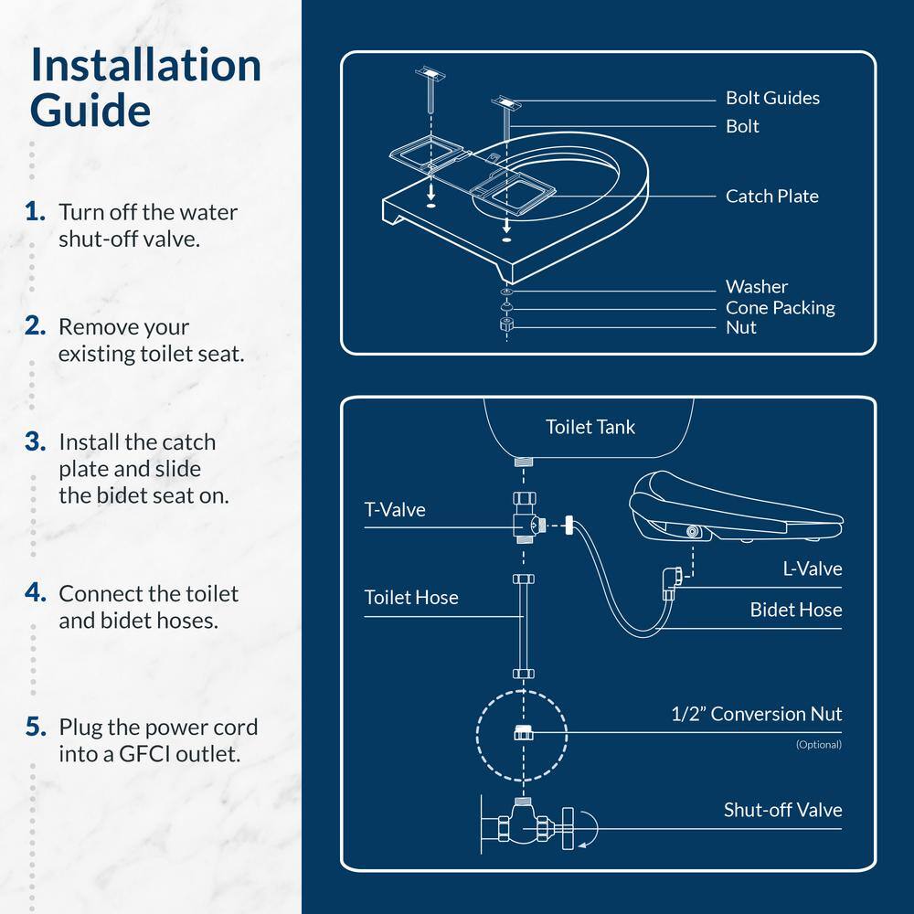 BIO BIDET BB-1700 Electric Bidet Seat for Round Toilets in. White with Hybrid Heating Technology BB1700R 000