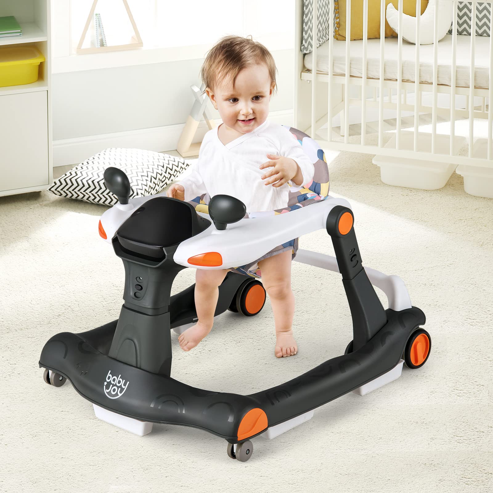 2-in-1 Foldable Baby Activity Walker with Adjustable Height & Speed