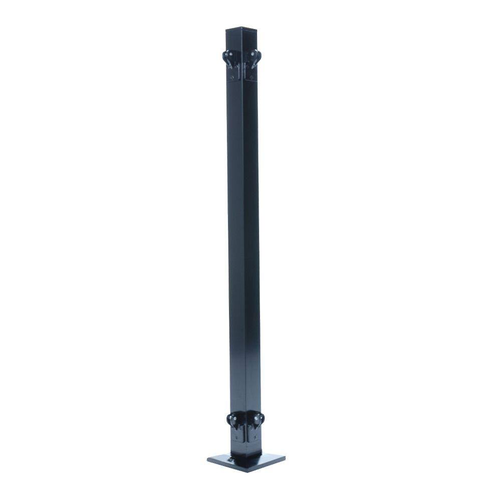 UDECX 3-16 ft. x 2 in. x 2 in. Black Aluminum Corner Railing Post RRC944