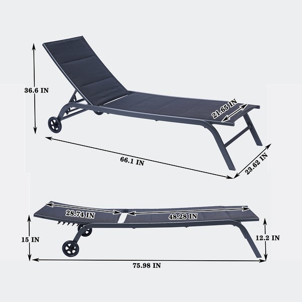 2-Piece Set Outdoor Patio Chaise Lounge Chair