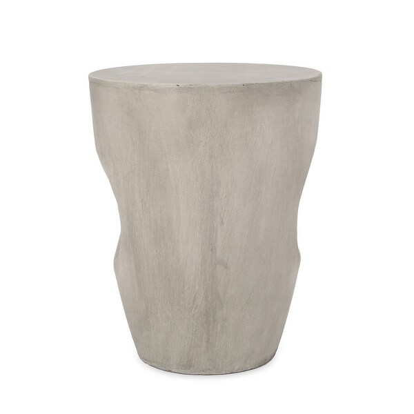 Drum Silhouette Indoor Outdoor Grey Lightweight Concrete Side Table