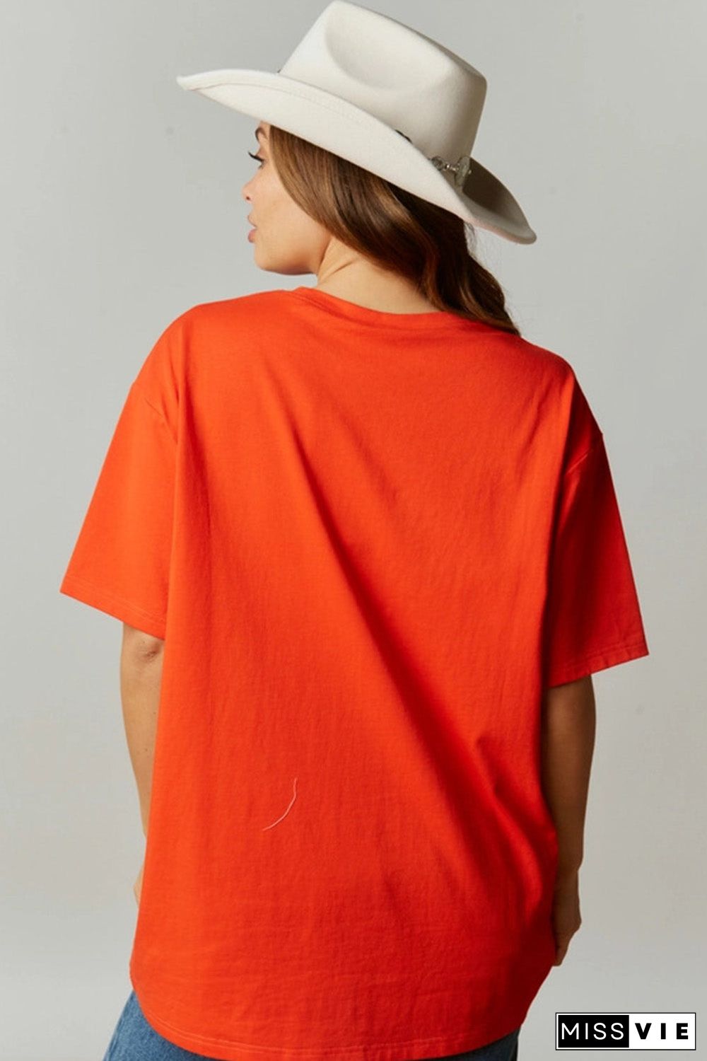 Orange Fringe Trim Beaded MAMA Lettering Oversize T Shirt