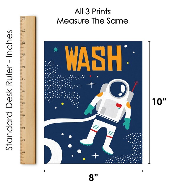 Big Dot Of Happiness Blast Off To Outer Space Unframed Wash Brush Flush Rocket Ship Bathroom Wall Art 8 X 10 Inches Set Of 3 Prints