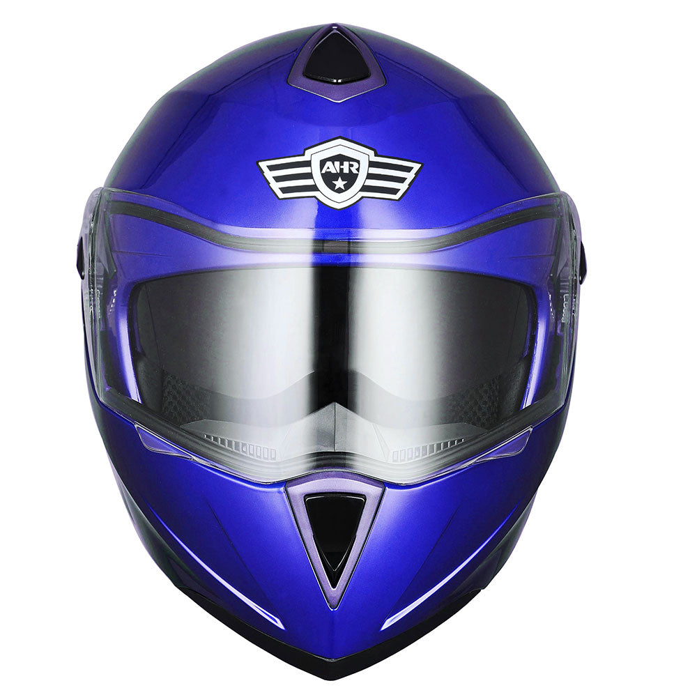 AHR Modular Helmet Flip Up Full Face Dual Visors DOT Blue