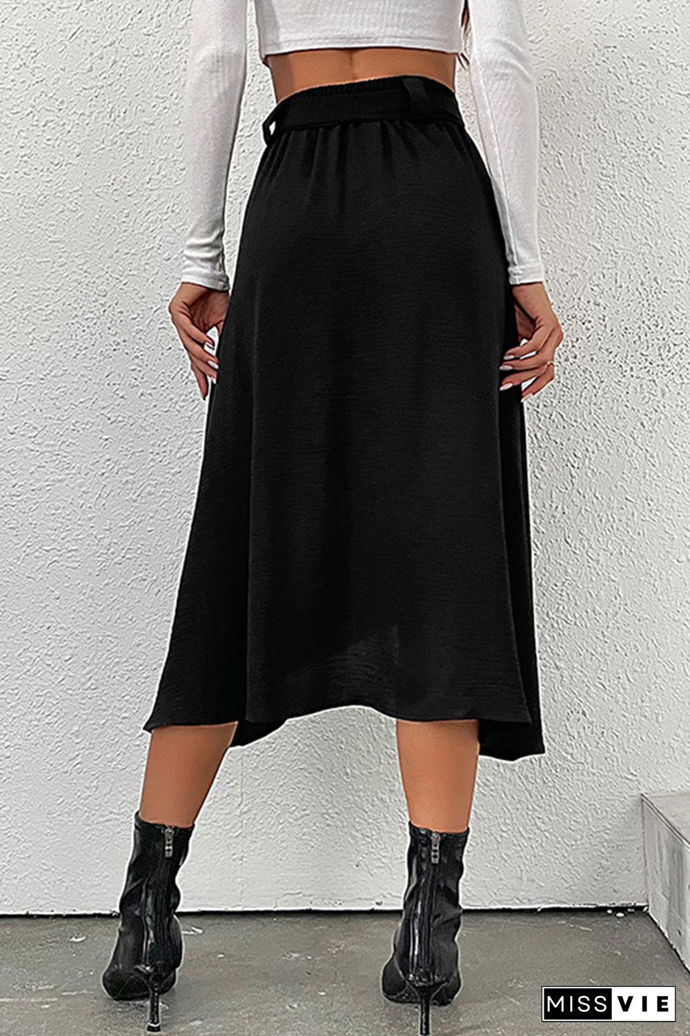 High Wasit Button Split Skirt Dress