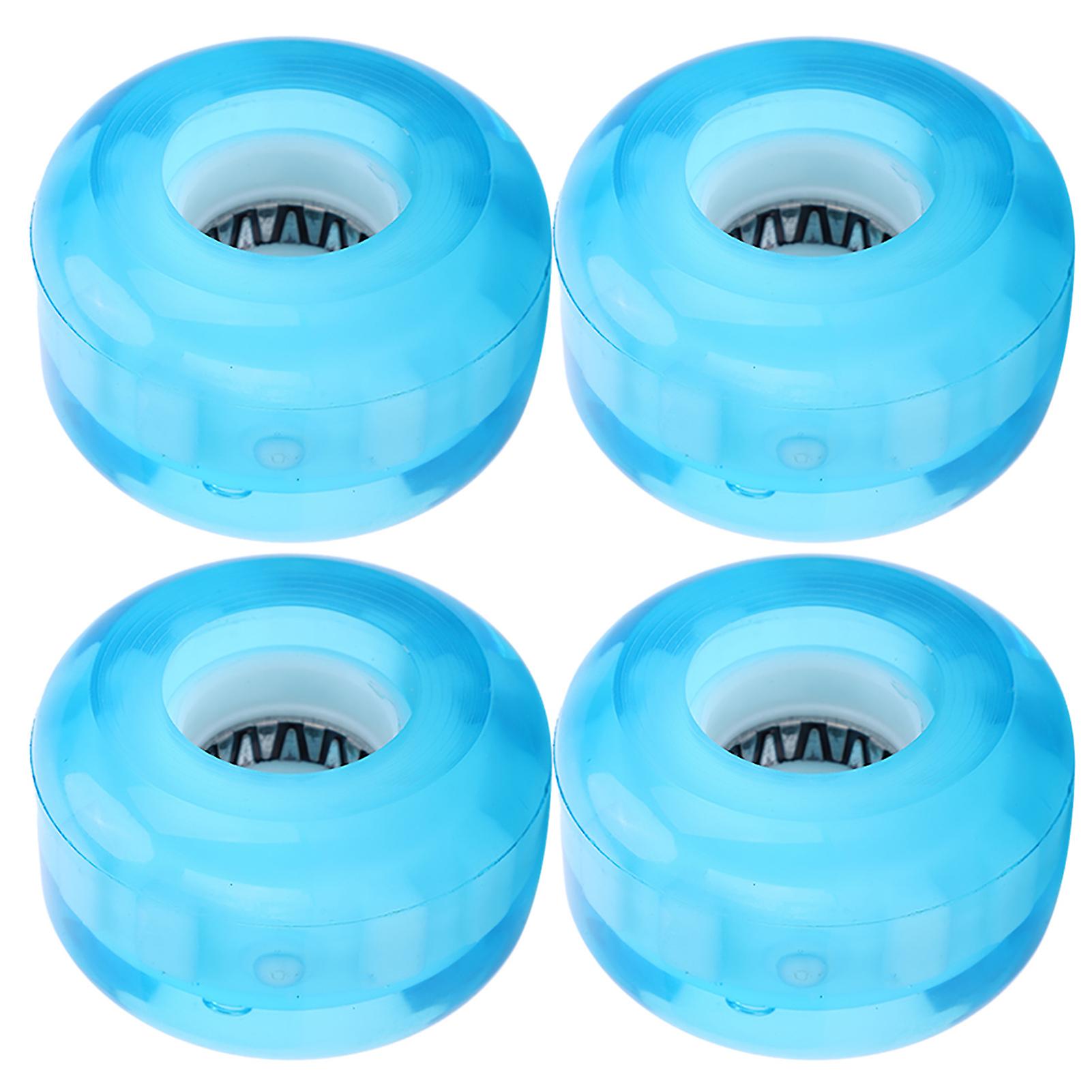 4pcs Set High Elastic Pu Skateboard Flashing Wheel 52mm Professional Antiskid No Noise(blue )