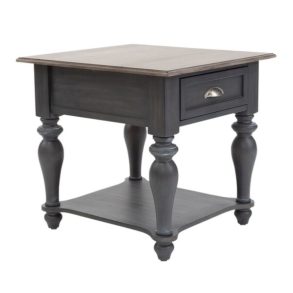 Ocean Isle Slate Weathered Pine Drawer End Table