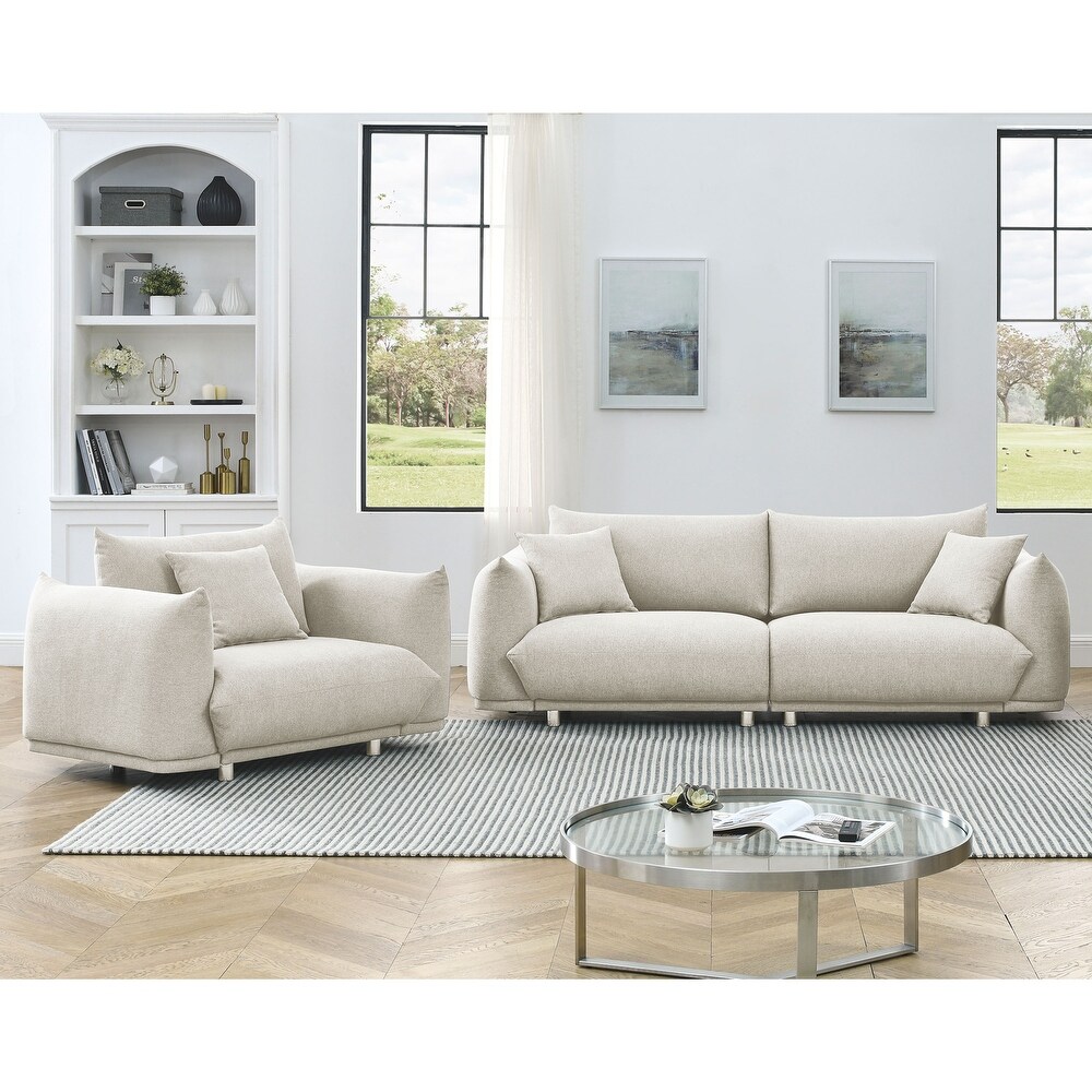 2 Piece Fabric Living Room Combination Sofa Set with 3 Pillows