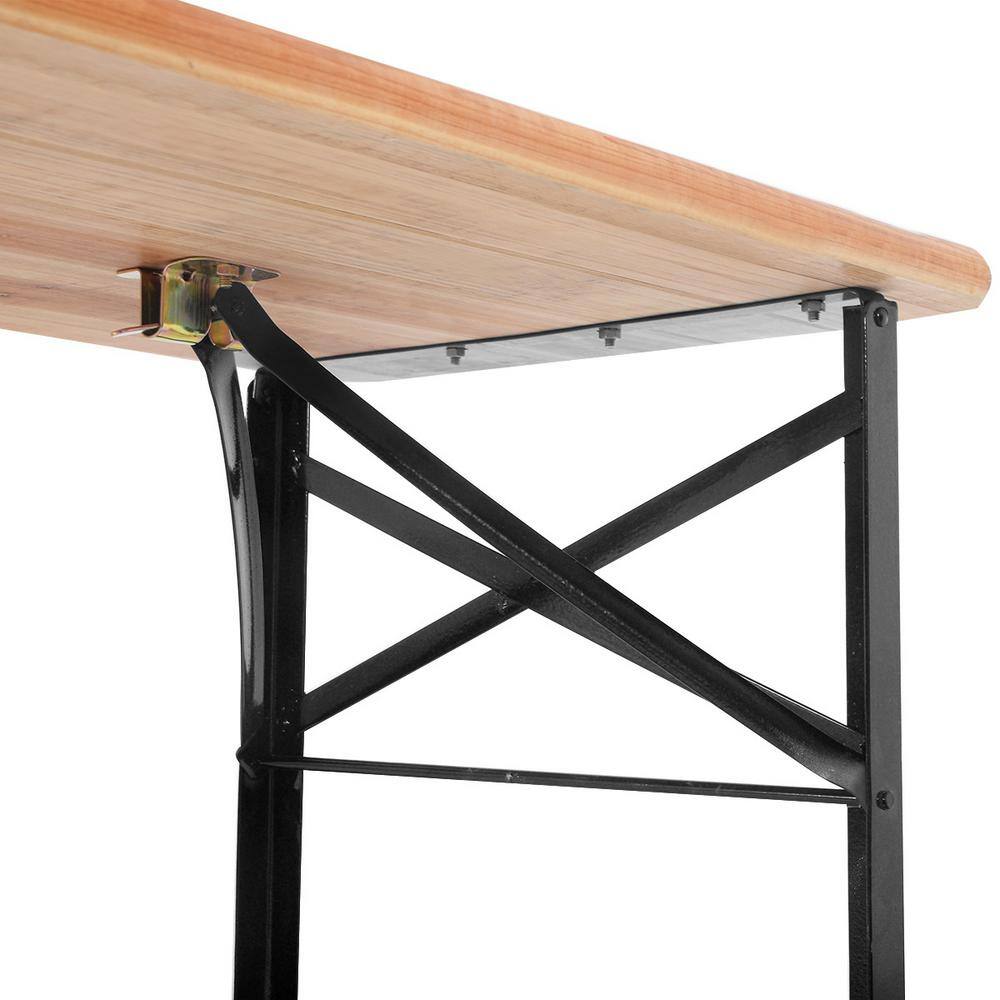 WELLFOR 3-Pieces Rectangular Metal and Wooden Picnic Table Set OP-HWY-70433