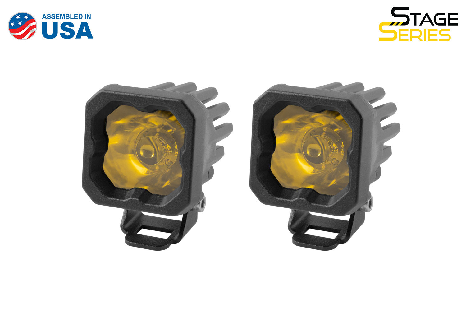 Diode Dynamics Stage Series C1 LED Pod Sport Yellow Spot Standard ABL Pair DD6453P