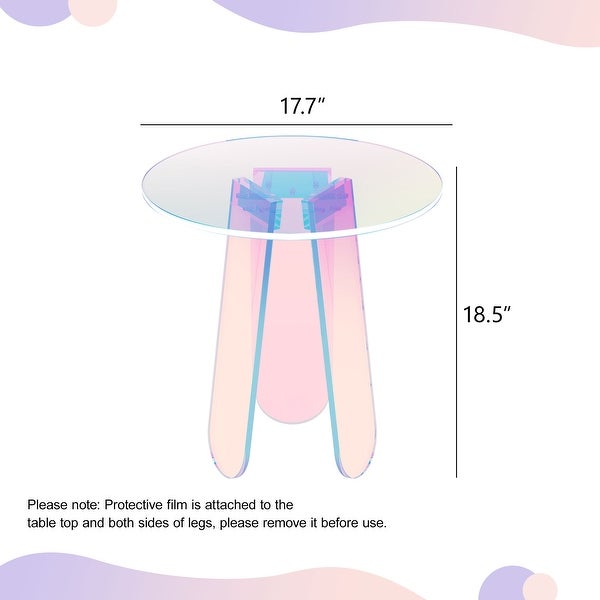 Royalcraft Acrylic End Table Round Side Table， Iridescent/Black
