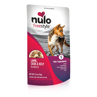 Nulo Grain Free Lamb， Saba and Kelp in Broth Recipe Dog Food Topper Pouc