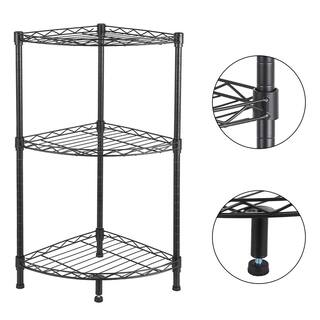 Karl home Corner Black 3-Tier Metal Freestanding Garage Storage Shelving Unit (13.78 in. W x 31.5 in. H x 13.78 in. D) 302992573266