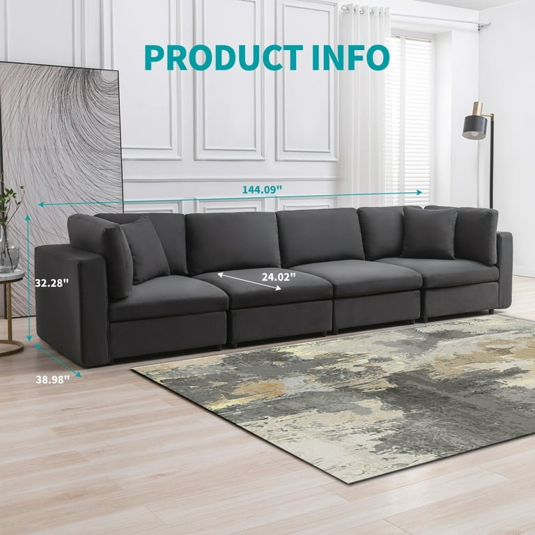 Mixoy Modern Convertible Sectional Sofa L/U Shaped Corner Sleeper Sofa Couch Modular Sectional Couches