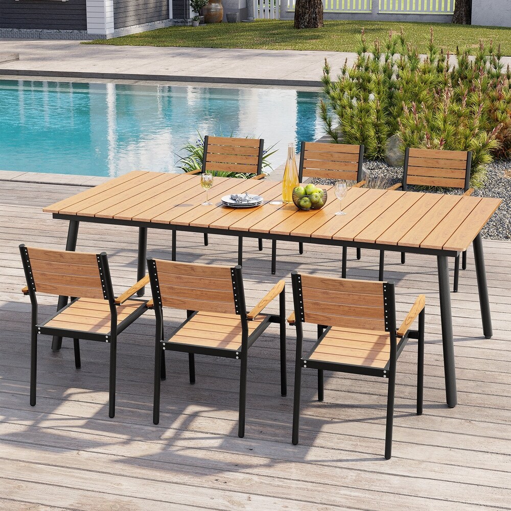 Outdoor Dining Table Rectangle Aluminum Manufactured Wood for 6 or 8   82.48\