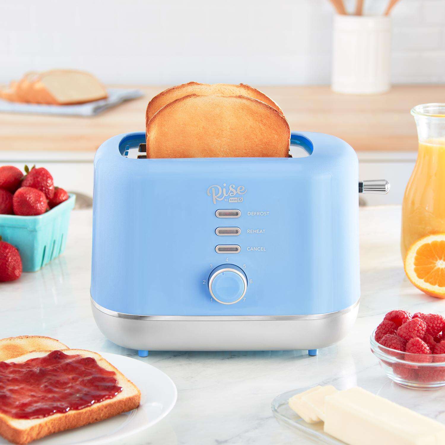 Rise by Dash Plastic Blue 2 slot Toaster 7.4 in. H X 7.2 in. W X 11.1 in. D