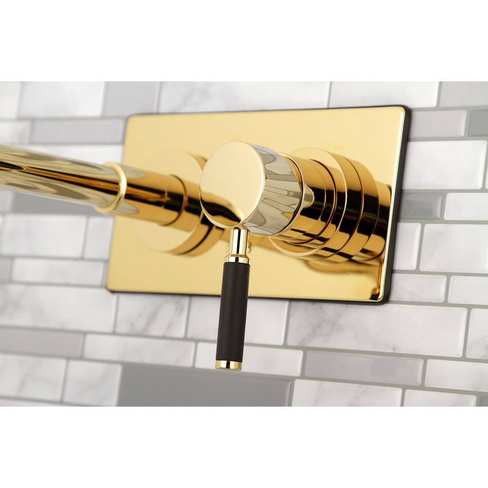 Kingston Brass Kaiser Single-HandleWall-Mount Bathroom Faucets in Polished Brass HKS8112DKL