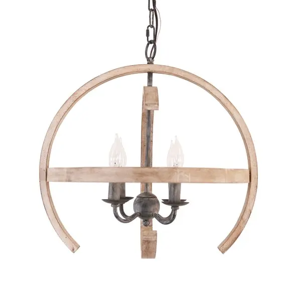 Cusp Barn Farmhouse 4-Light Natural Farmhouse Wood Chandelier Rustic Pendant Light Shopping - The Best Deals on Chandeliers