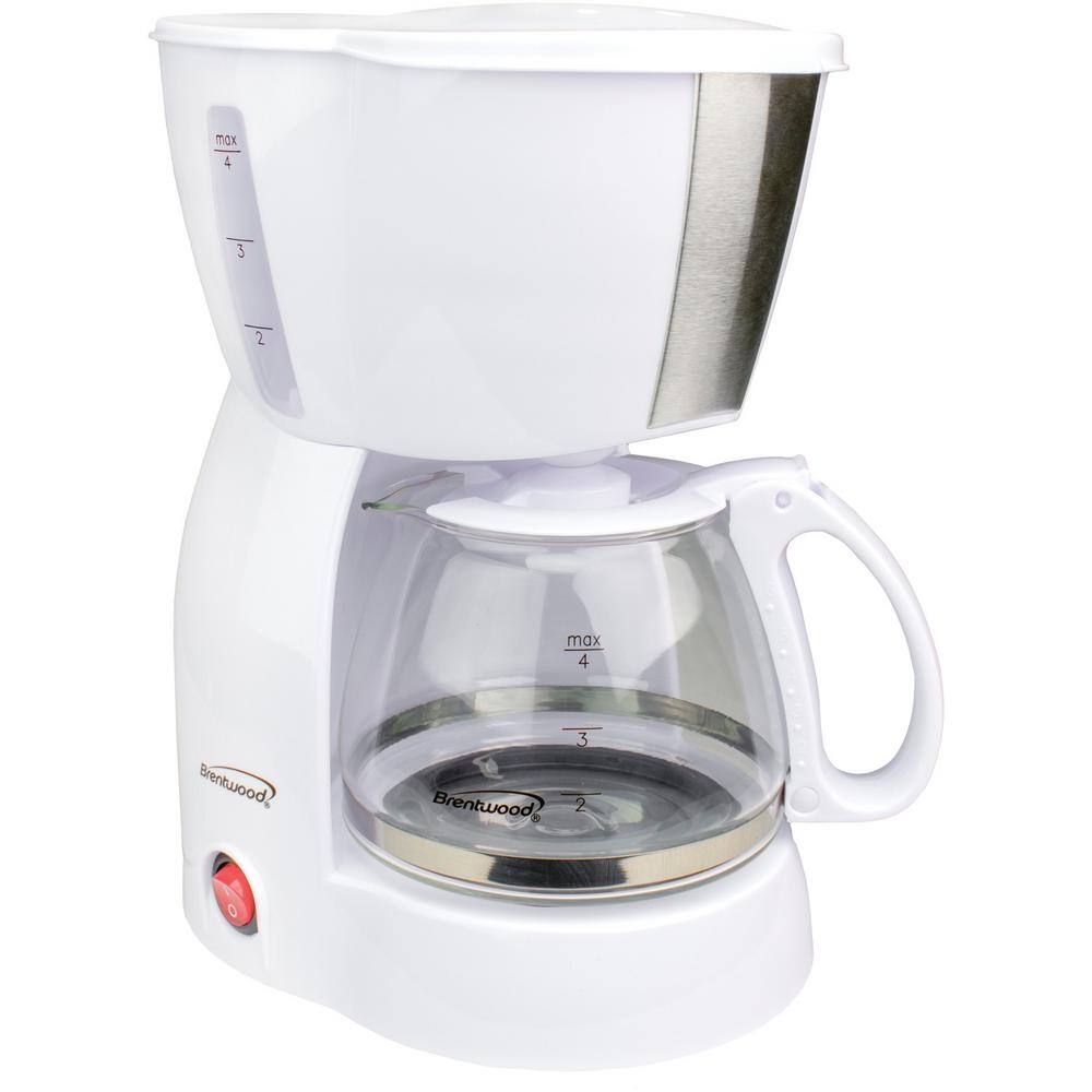 Brentwood Appliances 4-Cup White Coffee Maker and 2-Slice White Toaster 843631123430