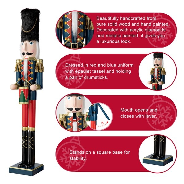 Glitzhome 36inch Wooden Christmas King/Drummer Nutcracker