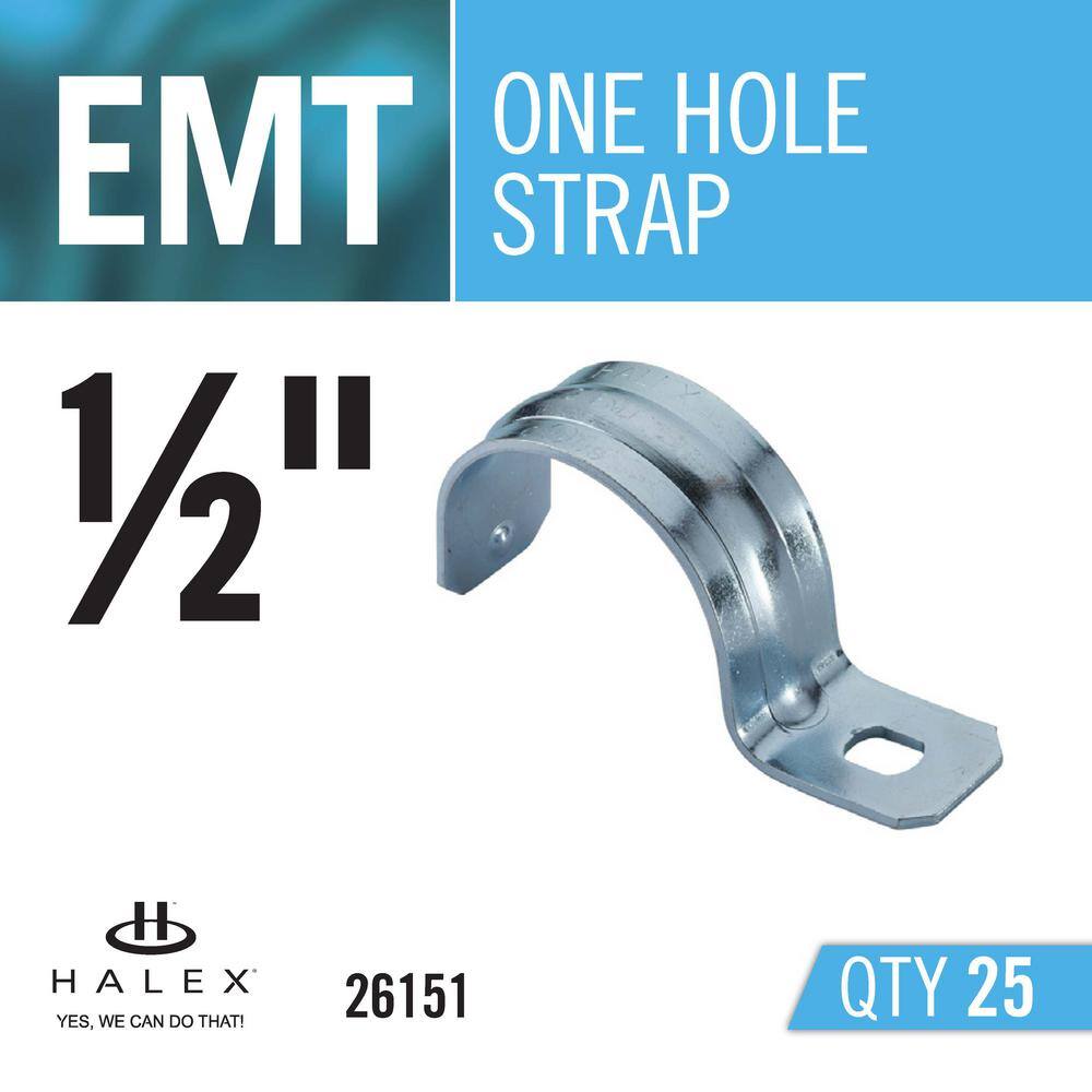 Halex 12 in. Standard Fitting Electrical Metallic Tube (EMT) 1-Hole Straps (25-Pack) 26151