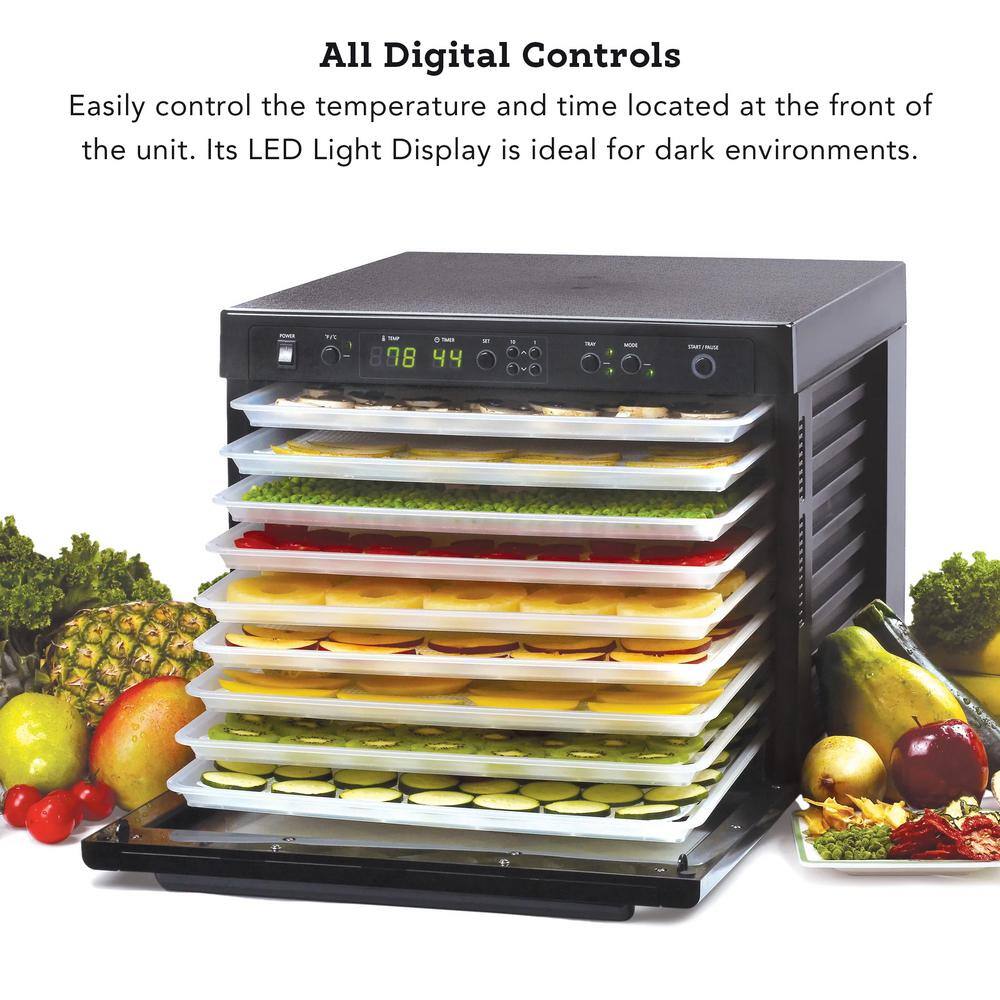 Tribest Sedona Rawfood 9-Tray Black Food Dehydrator with Temperature Control SD-P9000-B