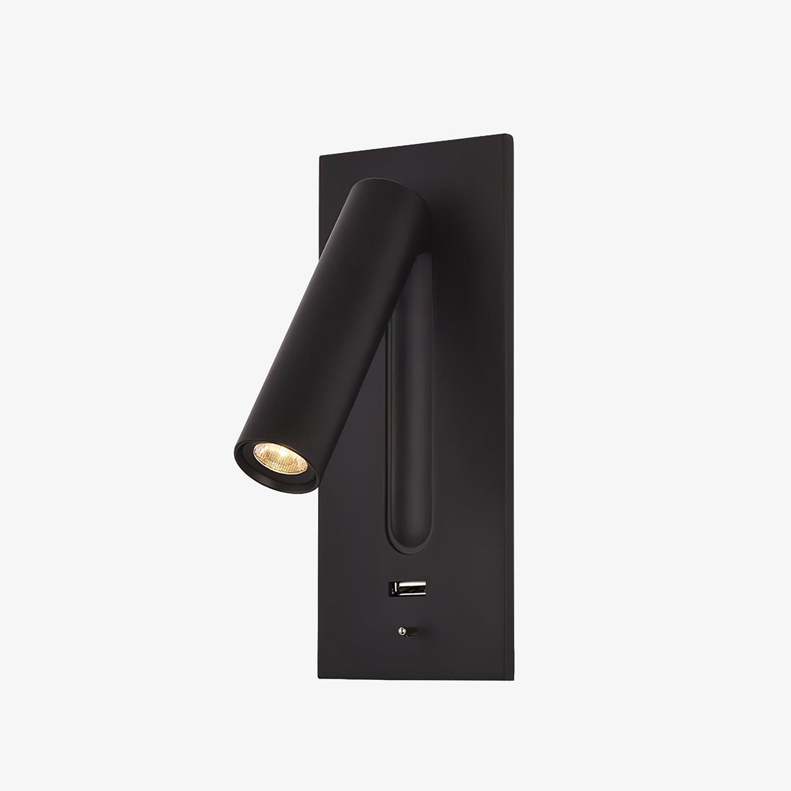 Black Bedside USB Wall Light