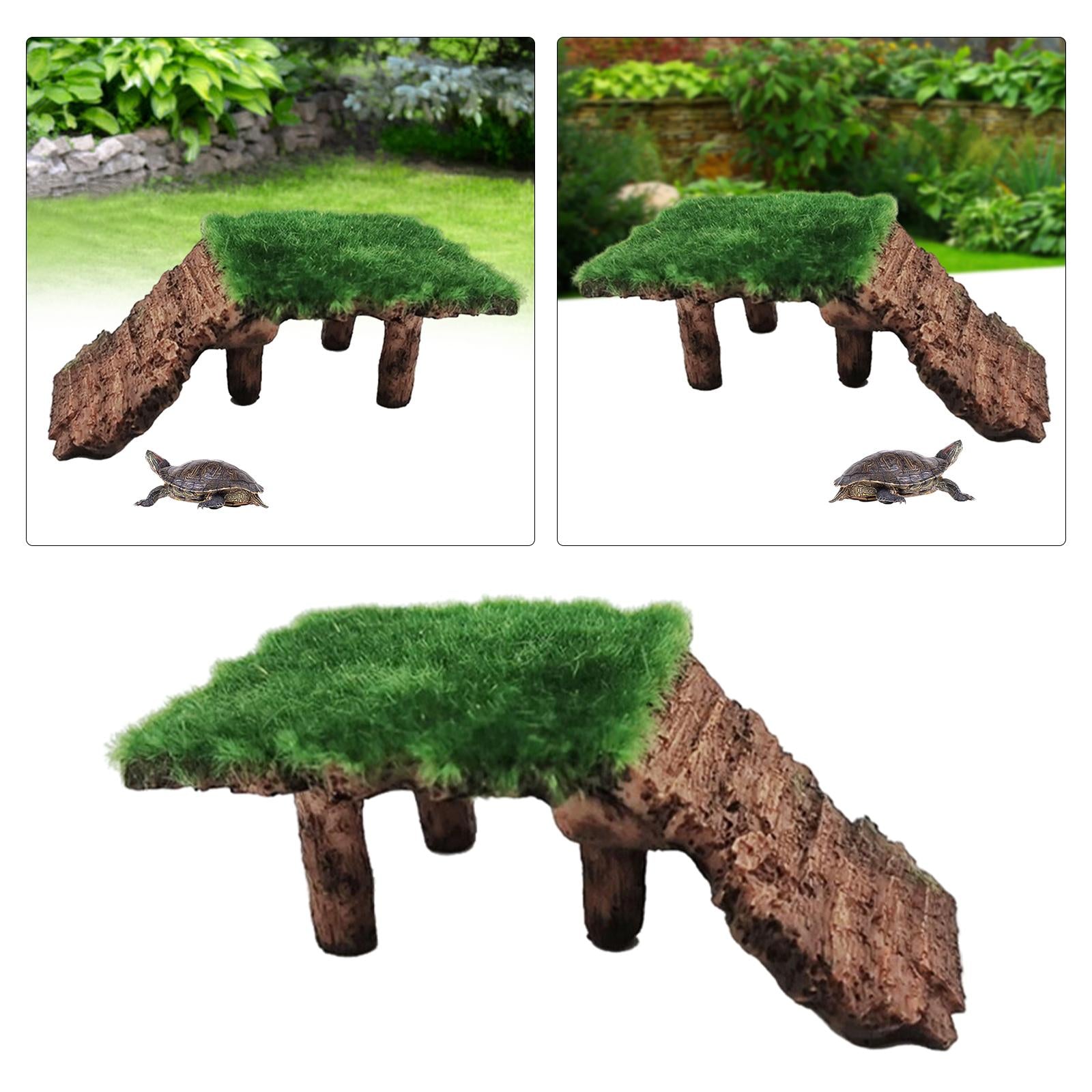 Resin Turtle Terrapin Dock Tortoise Basking Platform with Ramp Ornament Durable Friendly for Terrarium Tank Cave Hide-Out easy to clean ， 11x6.5x4cm B