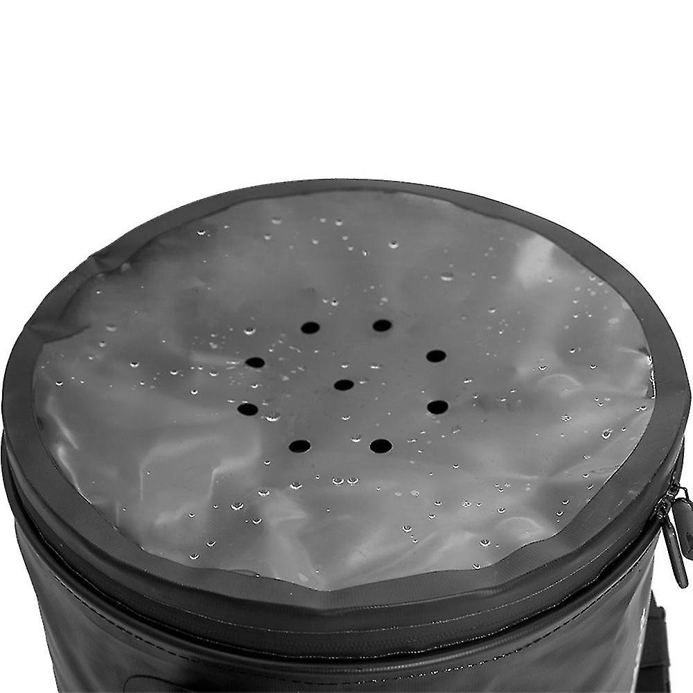 Foldable Fishing Bucket With Air Vents Portable Water Bucket With Adjustable Shoulder Strap For Camping Fishing Kayaking Boating