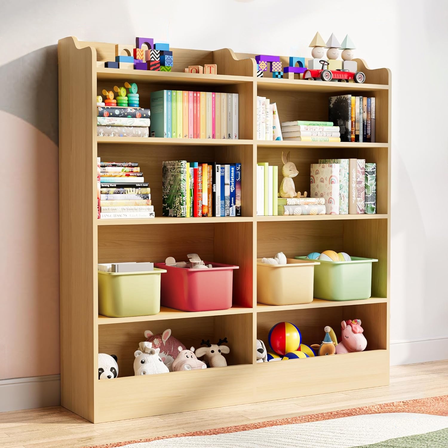 5 Tier Kids Bookshelf Wooden Book and Toy Storage Cabinet