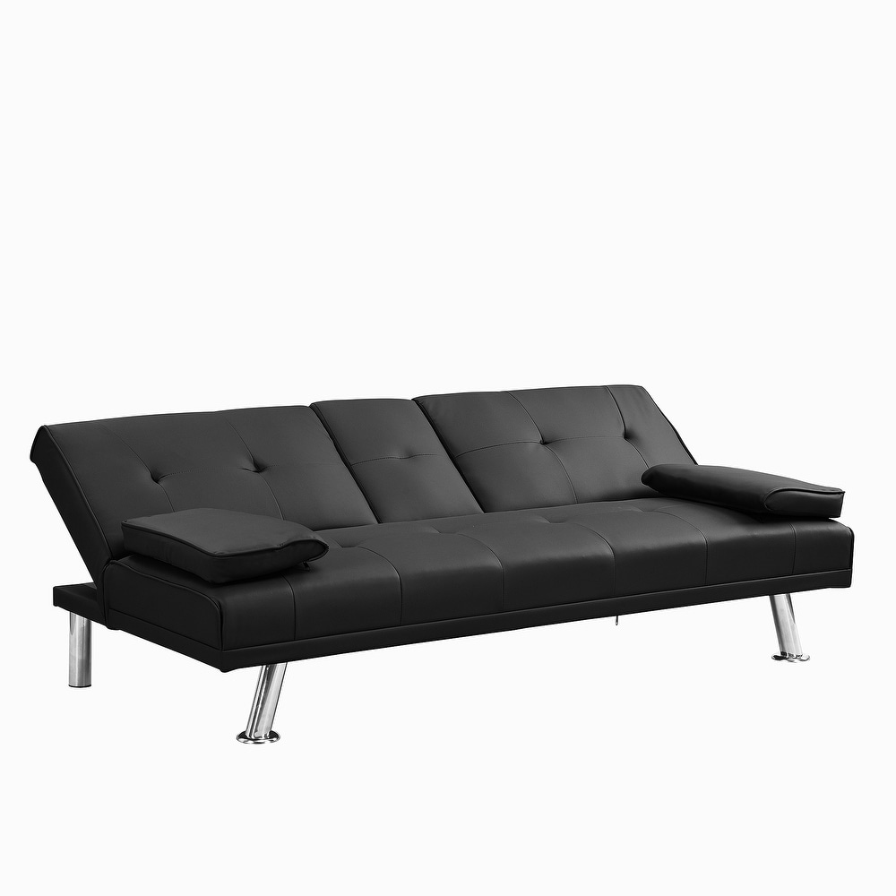 PVC Wood Sofa Bed with Armrest two holders