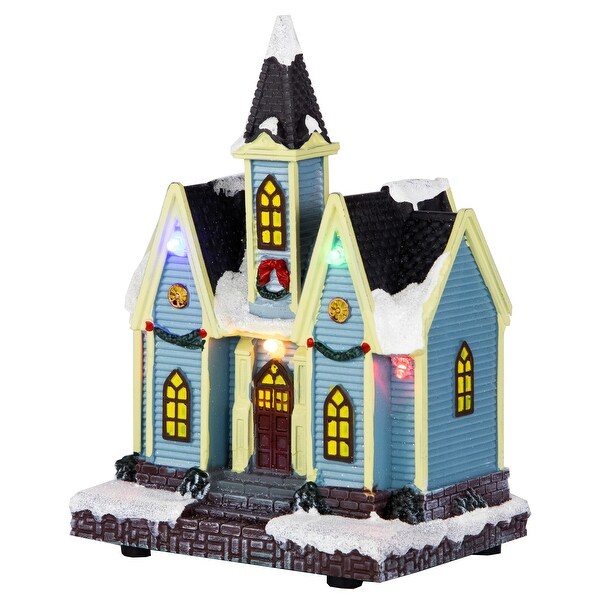 LED Lighted Snowy Church Christmas Village Display Piece