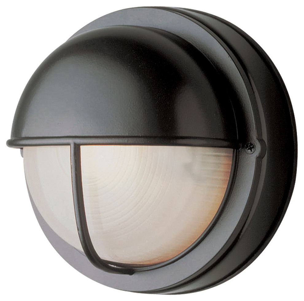 Well 1 Light Bulkhead in Black with Ribbed Frost   Traditional   Outdoor Wall Lights And Sconces   by Buildcom  Houzz