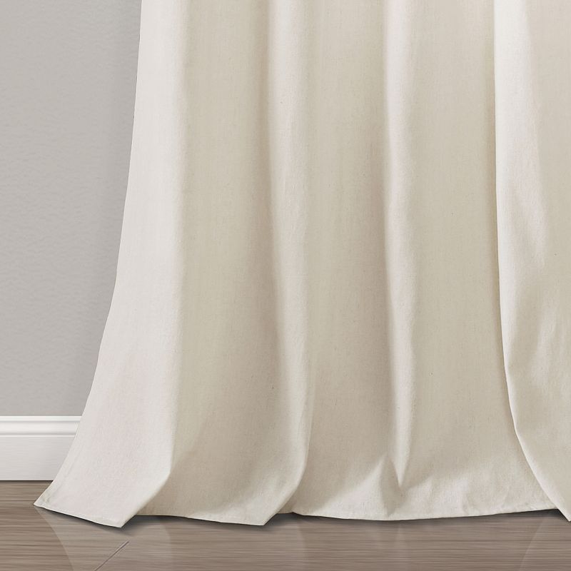 Lush Decor Farmhouse Faux Linen Pair of 2 Colorblock Pleated Window Curtain Panels