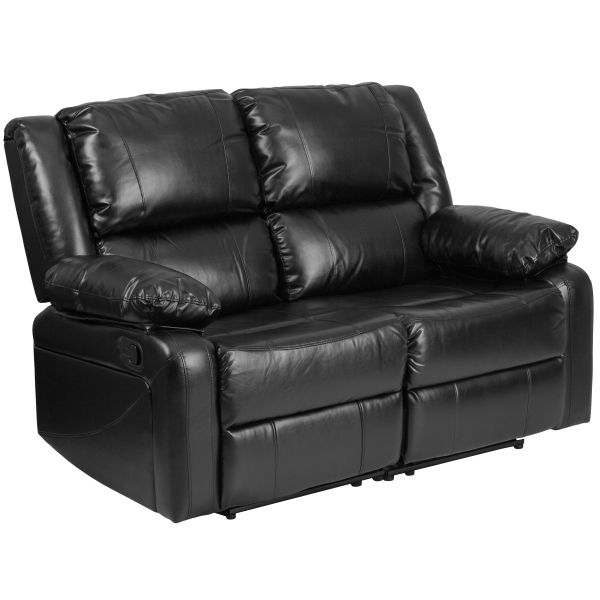 Harmony Series Black LeatherSoft Loveseat with Two Built-In Recliners