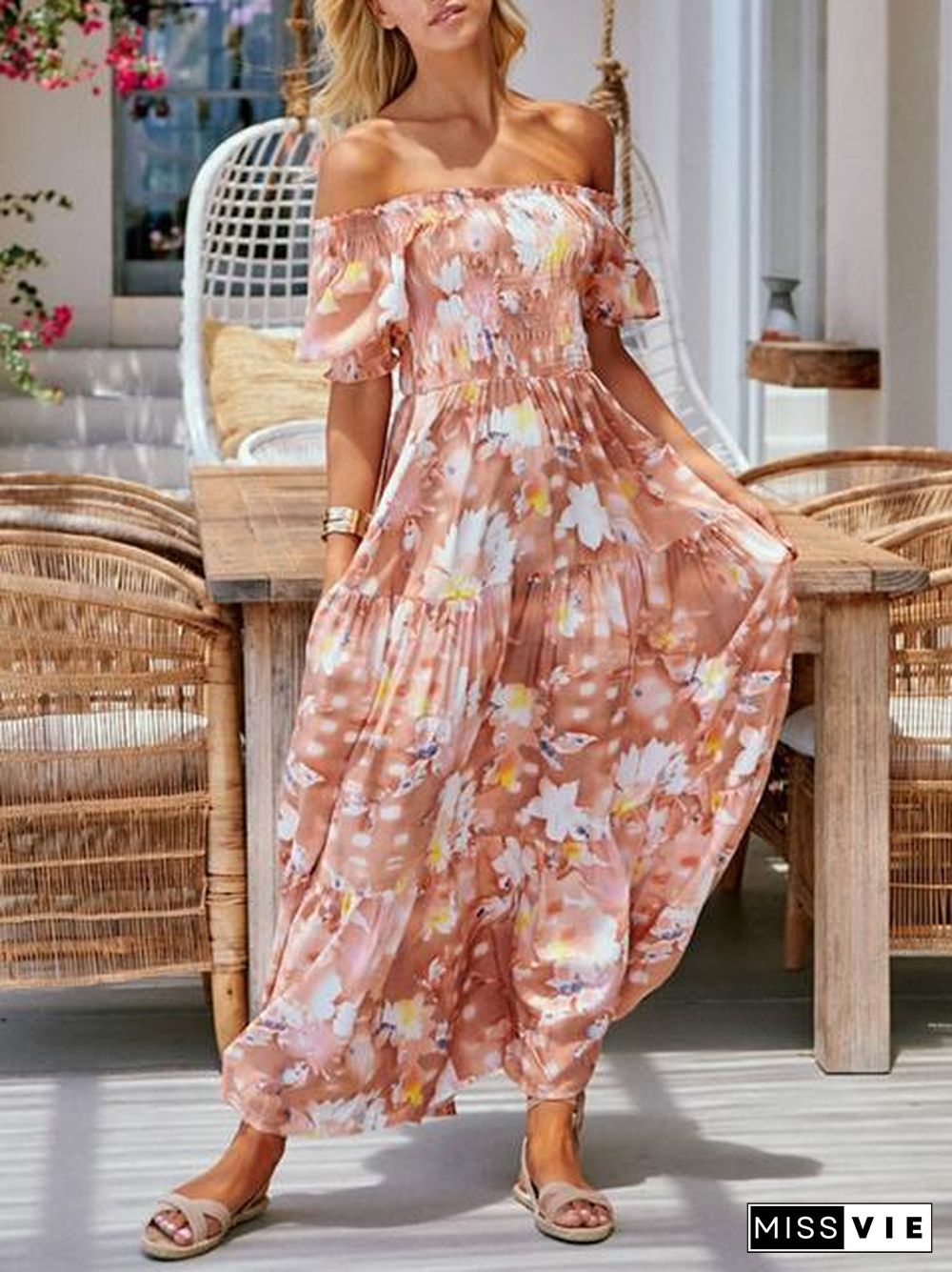 Bohemia Flower Print Long Dress