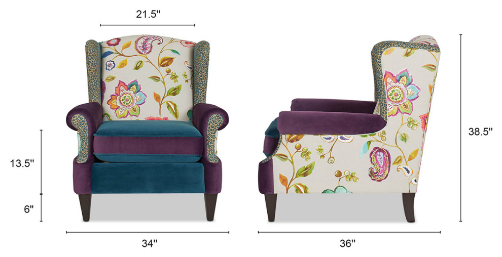 Anya Boho Chic Wingback Accent Arm Chair  Floral  ampLeopard   Contemporary   Armchairs And Accent Chairs   by Jennifer Taylor Home  Houzz