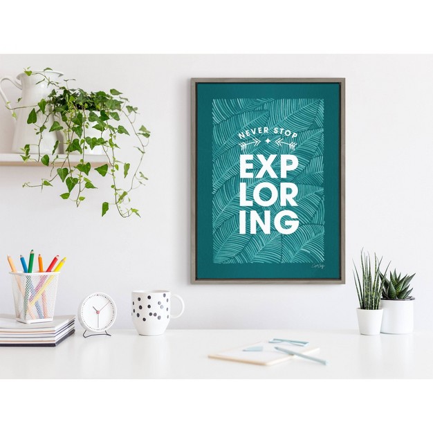 X 24 quot Sylvie Never Stop Exploring Framed Wall Canvas By Cat Coquillette Gray Kate amp Laurel All Things Decor