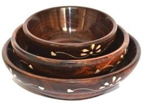 Handcraft Sheesham Wood Serving Bowl (Brown) - Set of 3