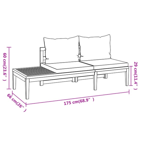 4 Piece Patio Lounge Set with Cream White Cushions Acacia Wood