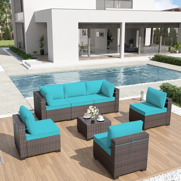 Kullavik 7Piece Rattan Patio Furniture Set Sofa