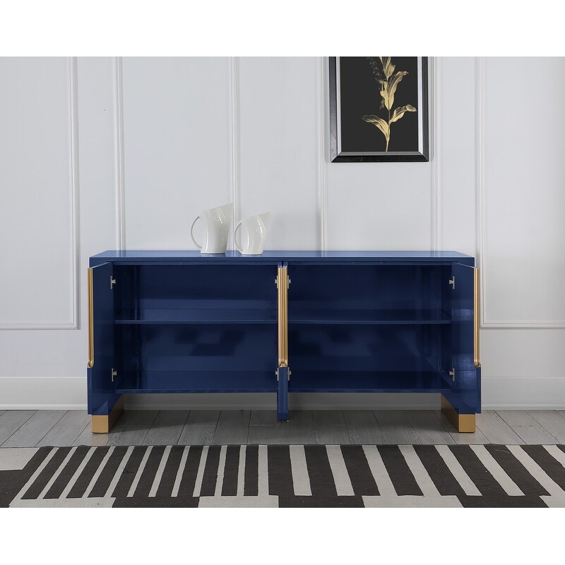 Best Master Furniture Lacquered 4 door Sideboard with Gold Accents