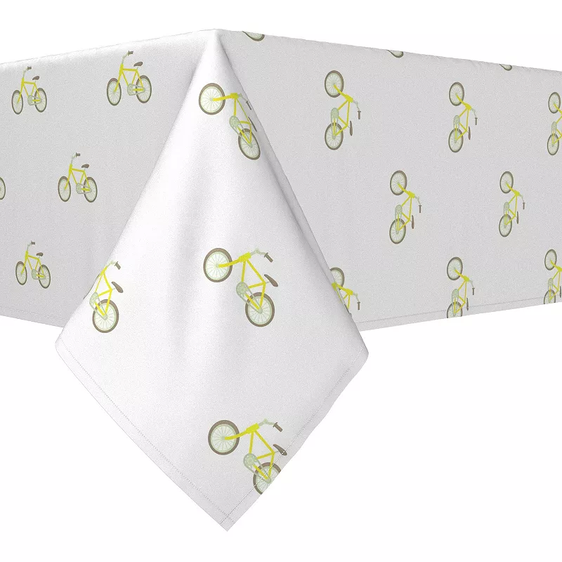 Square Tablecloth， 100% Cotton， 52x52， Yellow City Bicycles