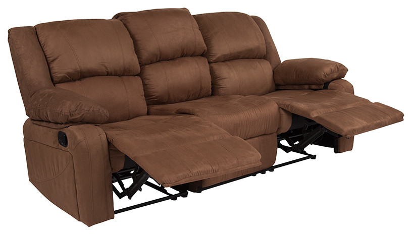 Harmony Series Chocolate Brown Microfiber Sofa  Two Built  In Recliners   Contemporary   Sofas   by First of a Kind USA Inc  Houzz