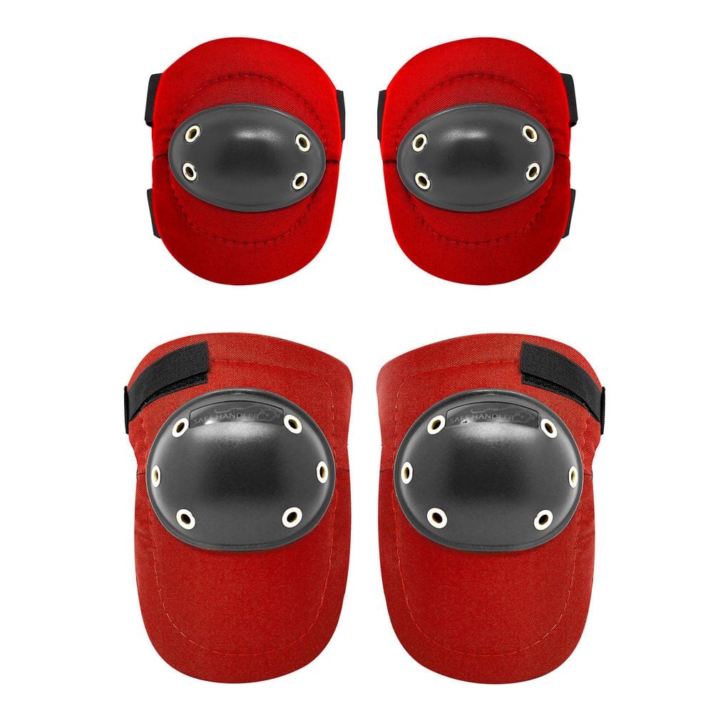 Safe Handler Red Tough Cap Thick Foam Padding Knee Pads and Elbow Pads Bundle BLSH-ES-PE-EPKP-1BKR